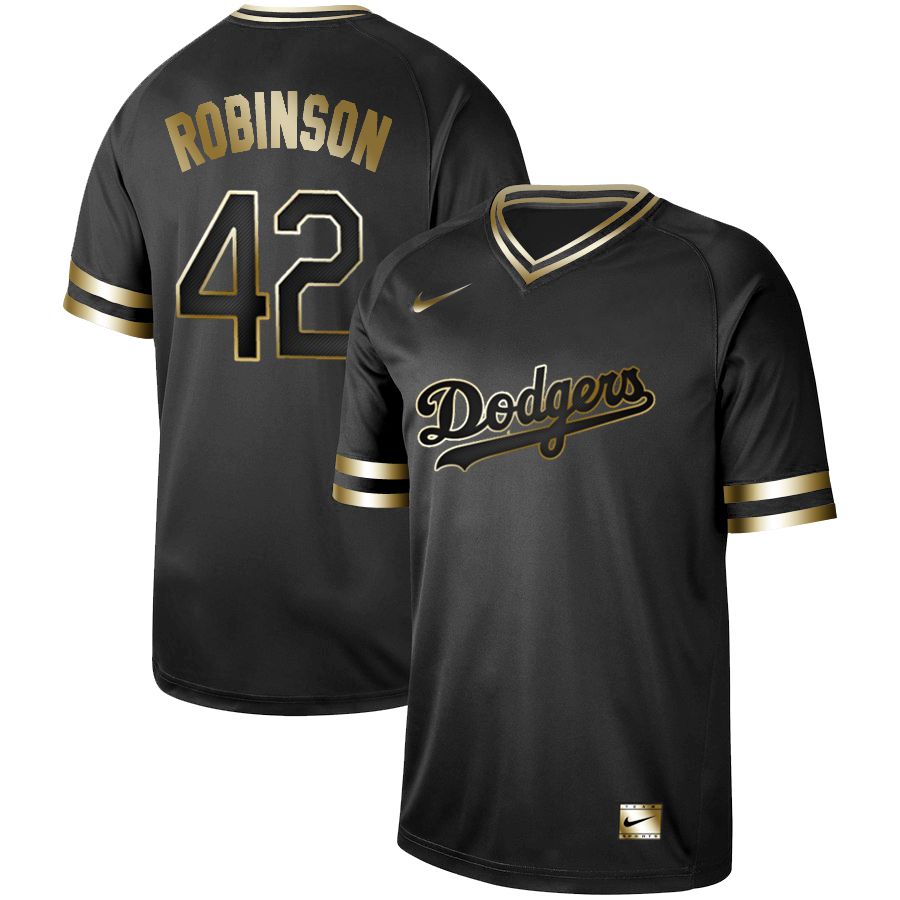 Men Los Angeles Dodgers #42 Robinson Nike Black Gold MLB Jerseys->los angeles dodgers->MLB Jersey
